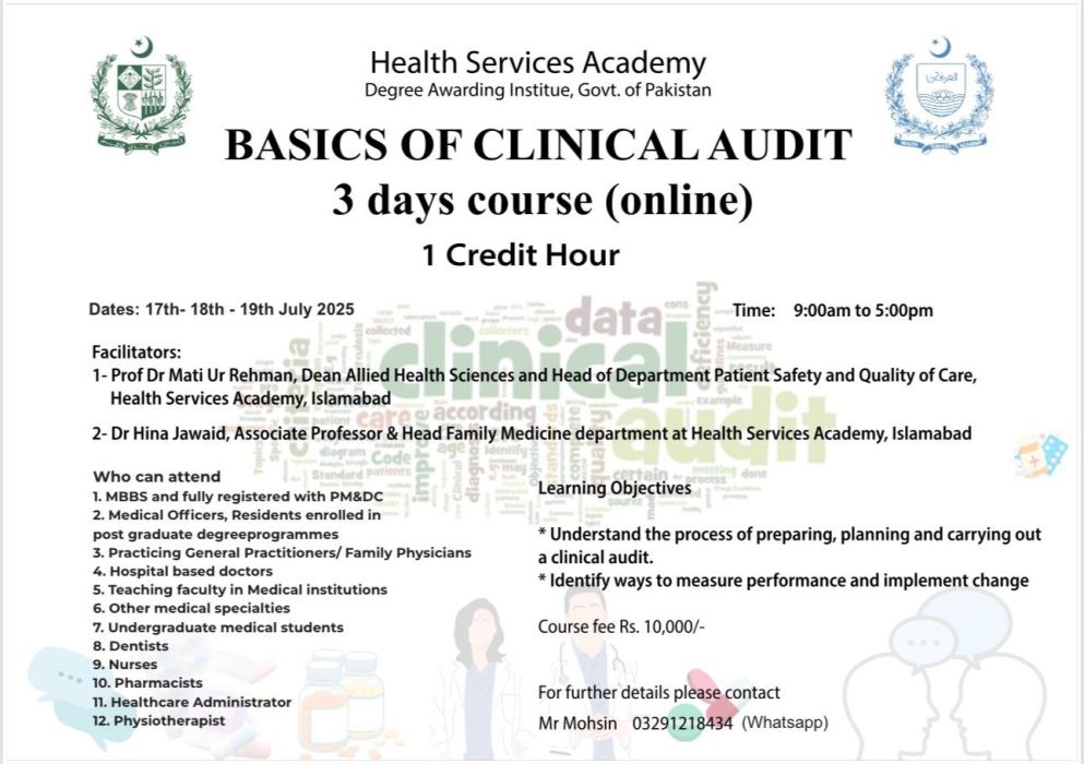 📢 Notification: Online Course on Basics of Clinical Audit